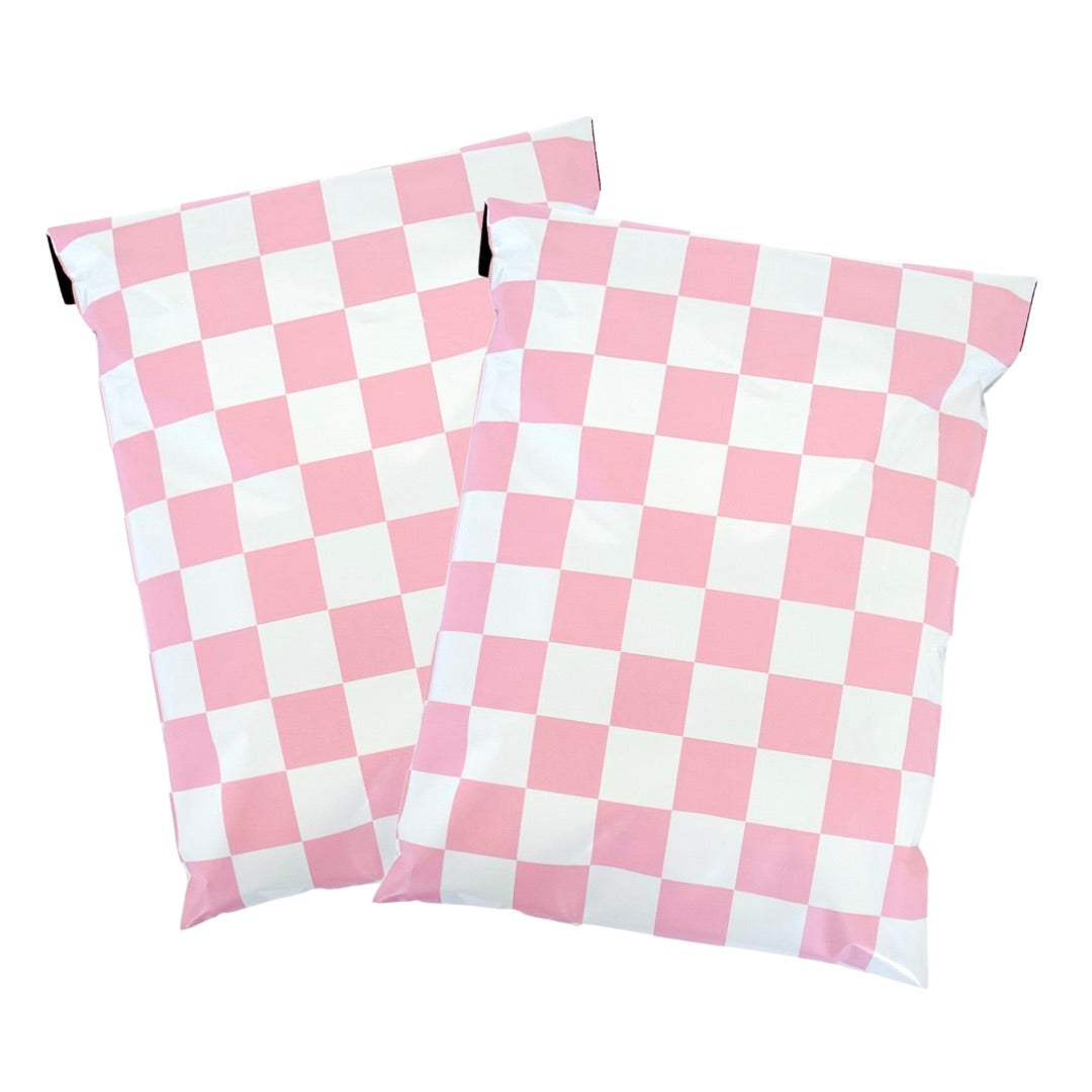 Pink & White Checkers Poly Mailer | 26 x 33cm