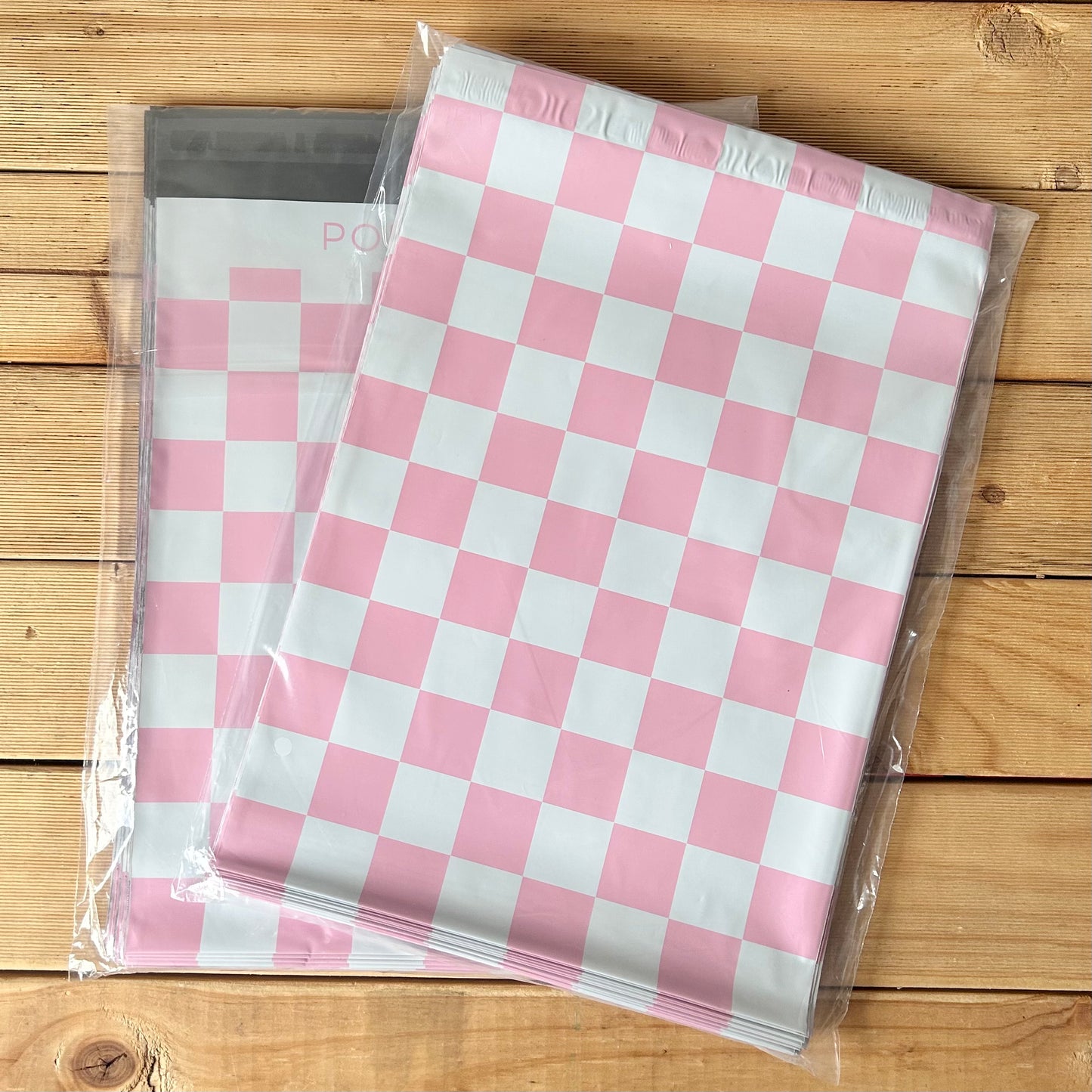 Pink & White Checkers Poly Mailer | 26 x 33cm